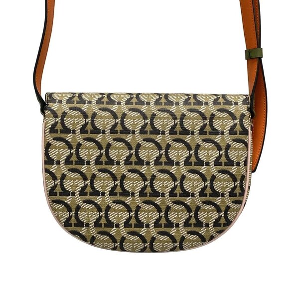 Auth Salvatore Ferragamo Gancini 21H986 Beige Red Multi PVC Leather - Picture 2 of 16